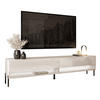 LOWBOARD RTV Schrank CALANTE 180 cm auf geraden schwarzen Beinen - Beige/Schwarz, Holzwerkstoff/Metall (180/44/35cm) - Lookway