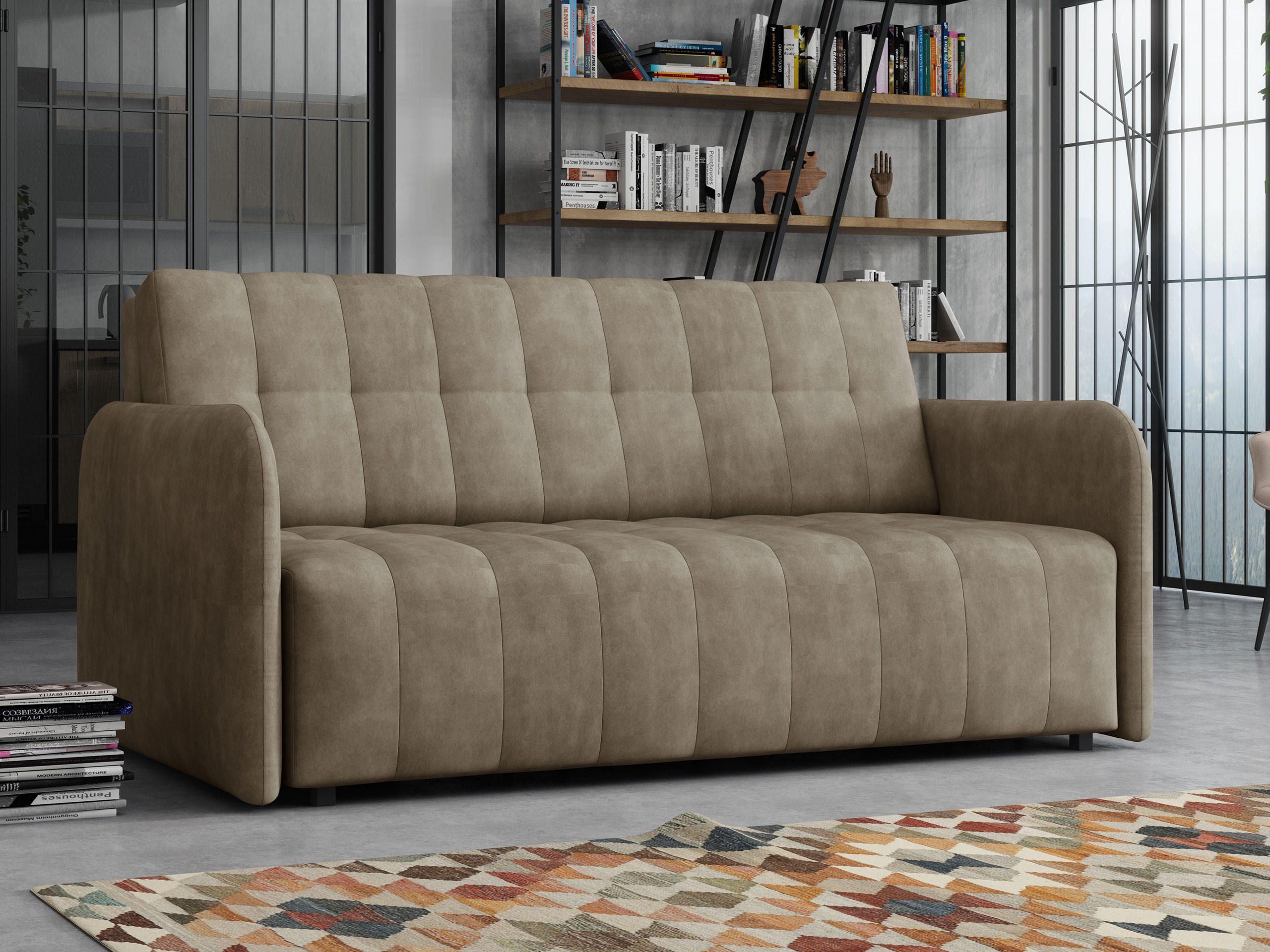 SCHLAFSOFA Viva Grand IV - Schwarz/Naturfarben, Holz/Kunststoff (165/85/95cm) - MIRJAN24