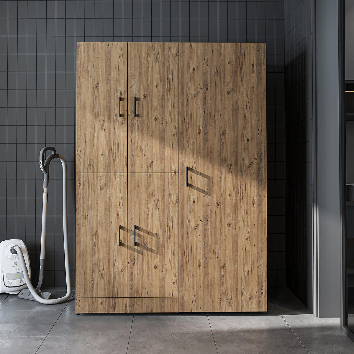 WASCHMASCHINENSCHRANK DORA-II 130cm Breit, 186cm Hoch - Eichefarben, Holzwerkstoff (130/186/73.8cm)