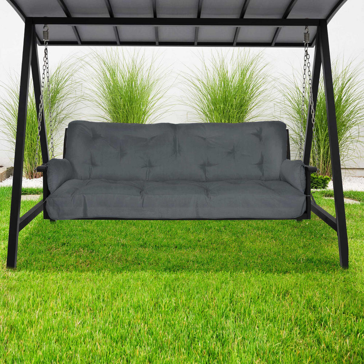 HOLLYWOODSCHAUKELAUFLAGE Flair HS 180/50/8cm Graphitgrau - Graphitfarben, Textil (50/8/180cm) - Beautissu 