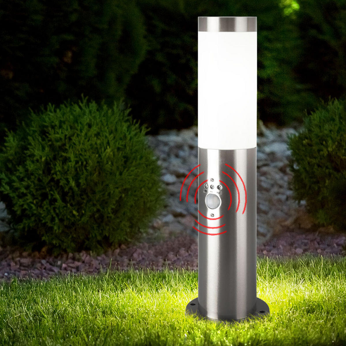 LED AUSSENLEUCHTE Edelstahl Silber - Silberfarben, Metall (12.7/12.7/45cm) - Globo Lighting