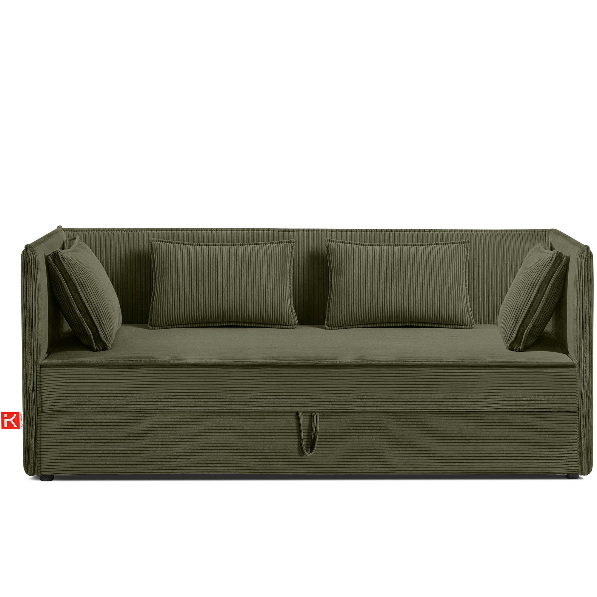 JUGENDBETT ROTI Einzelbett mit Bettkasten, 90x200cm, Bett mit Bonellmatratze, mit Rückenlehne - Schwarz/Olivgrün, Holz/Holzwerkstoff (92/200cm) - KONSIMO®
