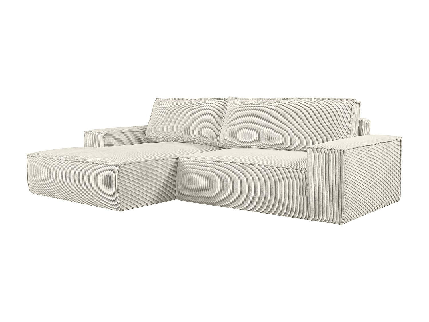 ECKSOFA mit Schlaffunktion - Ecke Links - Cord - Beige - AMELIA - Creme, Textil (167/267cm) - Vente-Unique