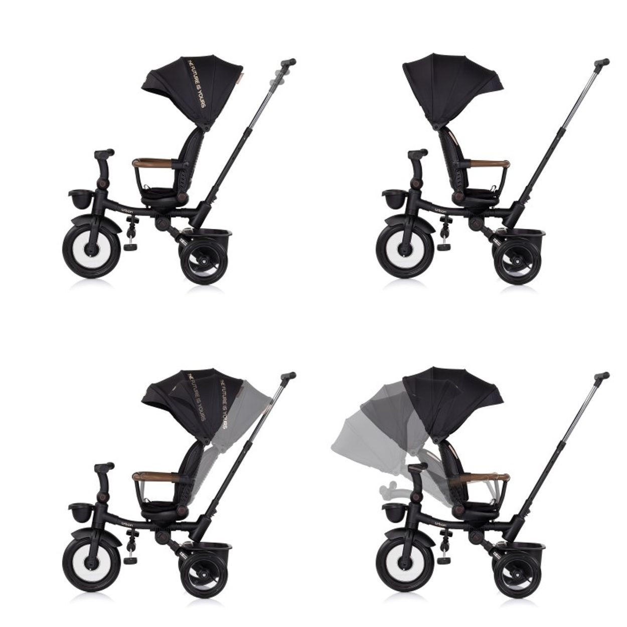 DREIRAD Urban schwarz Lenker mit Licht, klappbar, Sitz drehbar, Korb - Schwarz, Metall (94/51/98cm) - Chipolino