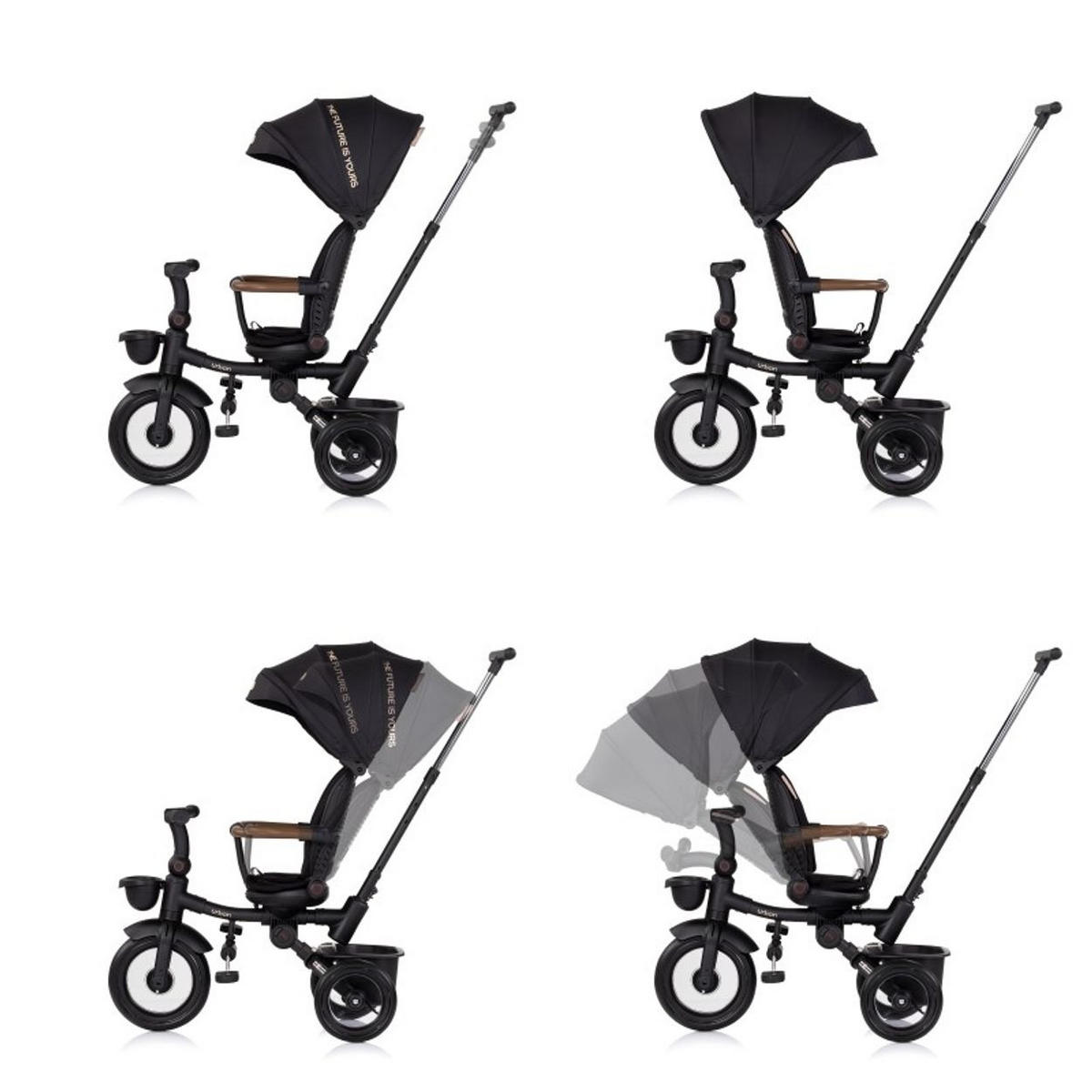 DREIRAD Urban schwarz Lenker mit Licht, klappbar, Sitz drehbar, Korb - Schwarz, Metall (94/51/98cm) - Chipolino