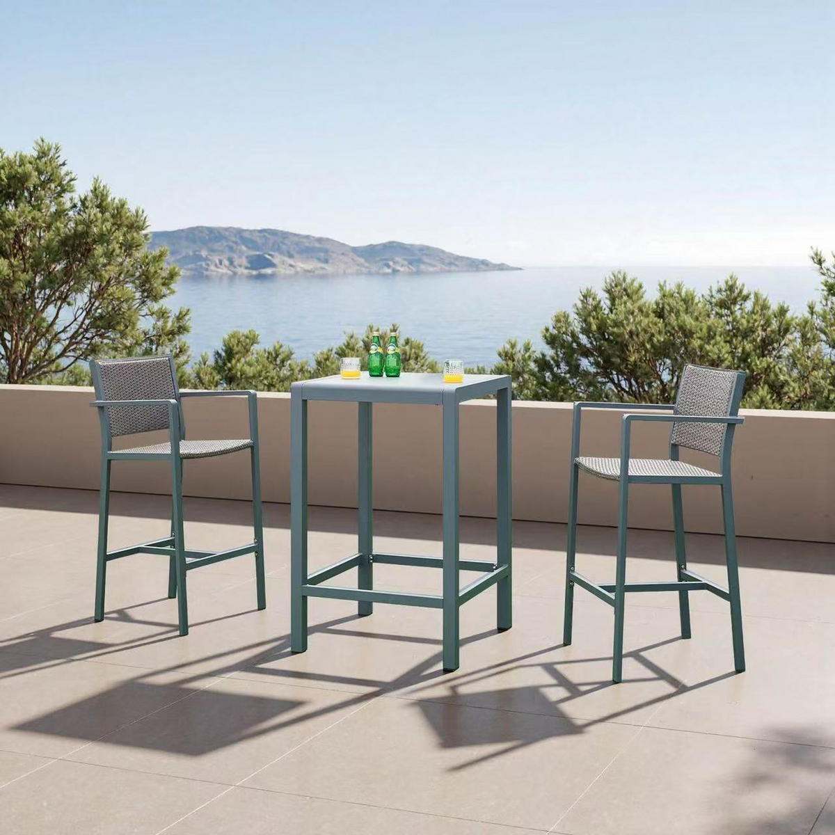 OUTDOOR-BARSTUHL-SET 2 TLG. Avise - Dunkelgrau/Anthrazit, Metall (56/113/55.5cm) - casa.pro