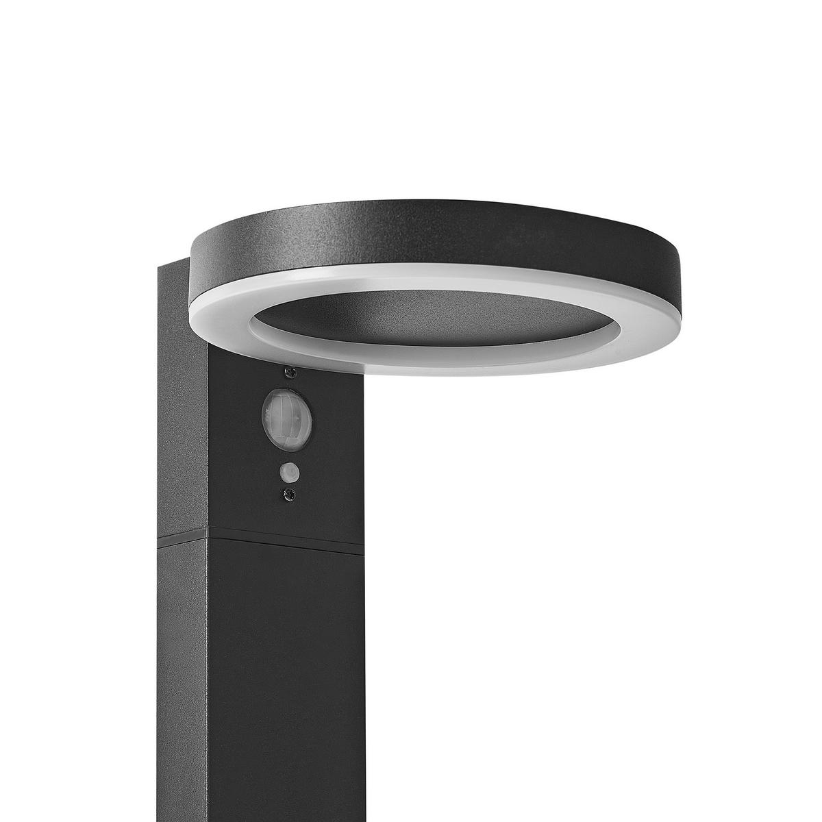 SOLAR-LED-POLLERLEUCHTE Schwarz Parkers - Schwarz, Metall (19/19/50cm) - Beliani