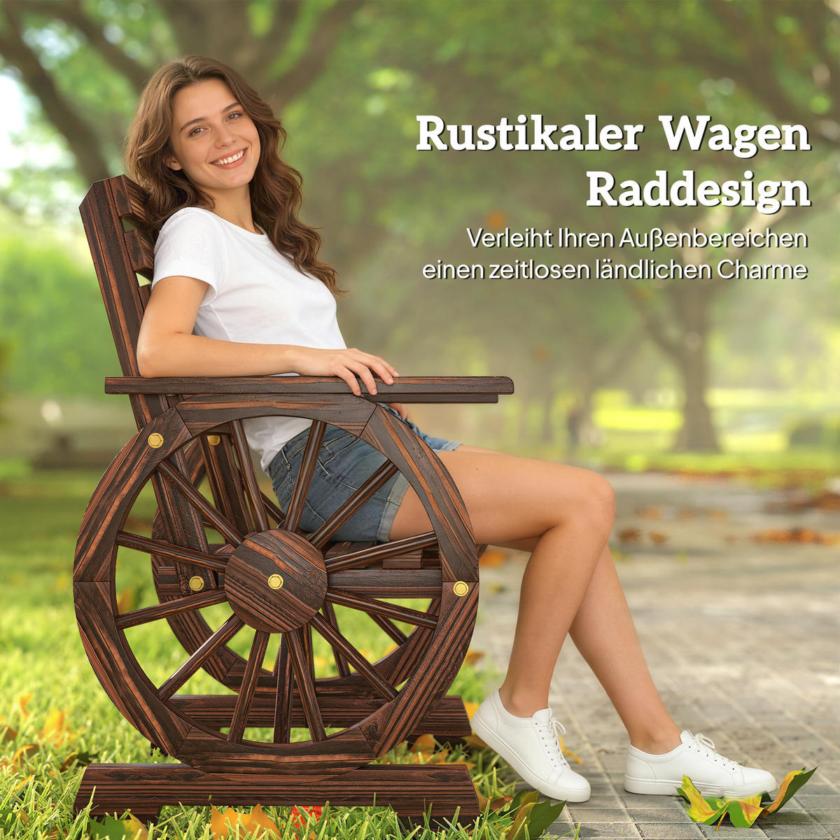 GARTENSTUHL Kiefernholz Tannenholz Verkohlt - Braun, Holz (55/90/66cm) - Outsunny