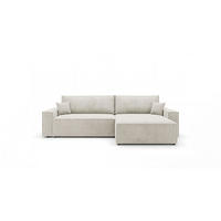 ECKSOFA VIENNA rechts weiß Cord Poso 100 - Schlaffunktion, Bettkasten - Weiß, Textil (285/184cm) - Cornero