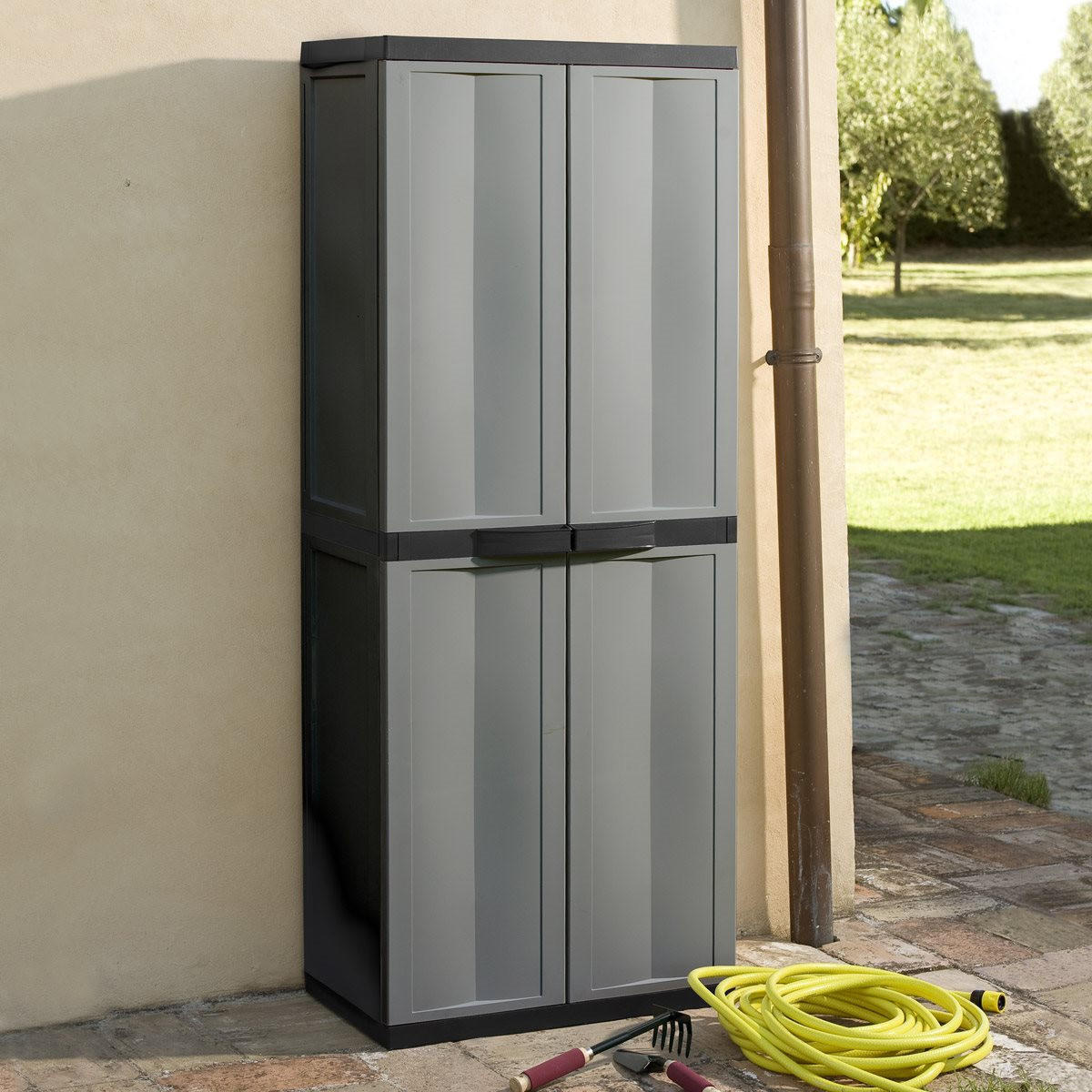 MEHRZWECKSCHRANK , S-Free, 3 Einlegeböden, 65x37x165 cm - Grau, Kunststoff (65/165/37cm)