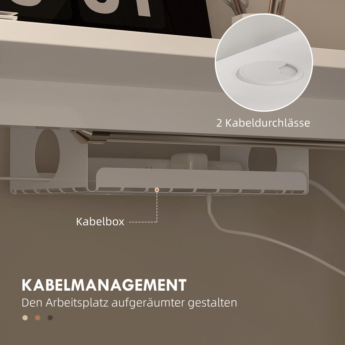 HÖHENVERSTELLBARER Schreibtisch, Weiß - Weiß, Kunststoff (120/60/116cm) - Vinsetto