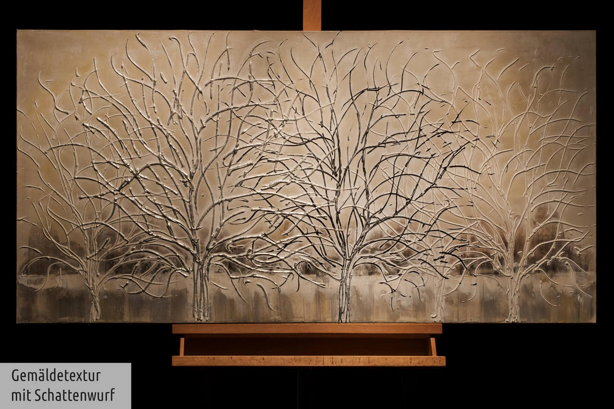 ACRYLBILD HANDGEMALT 120/60 cm - Beige/Weiß, Holz/Textil (1.6/60cm) - KUNSTLOFT