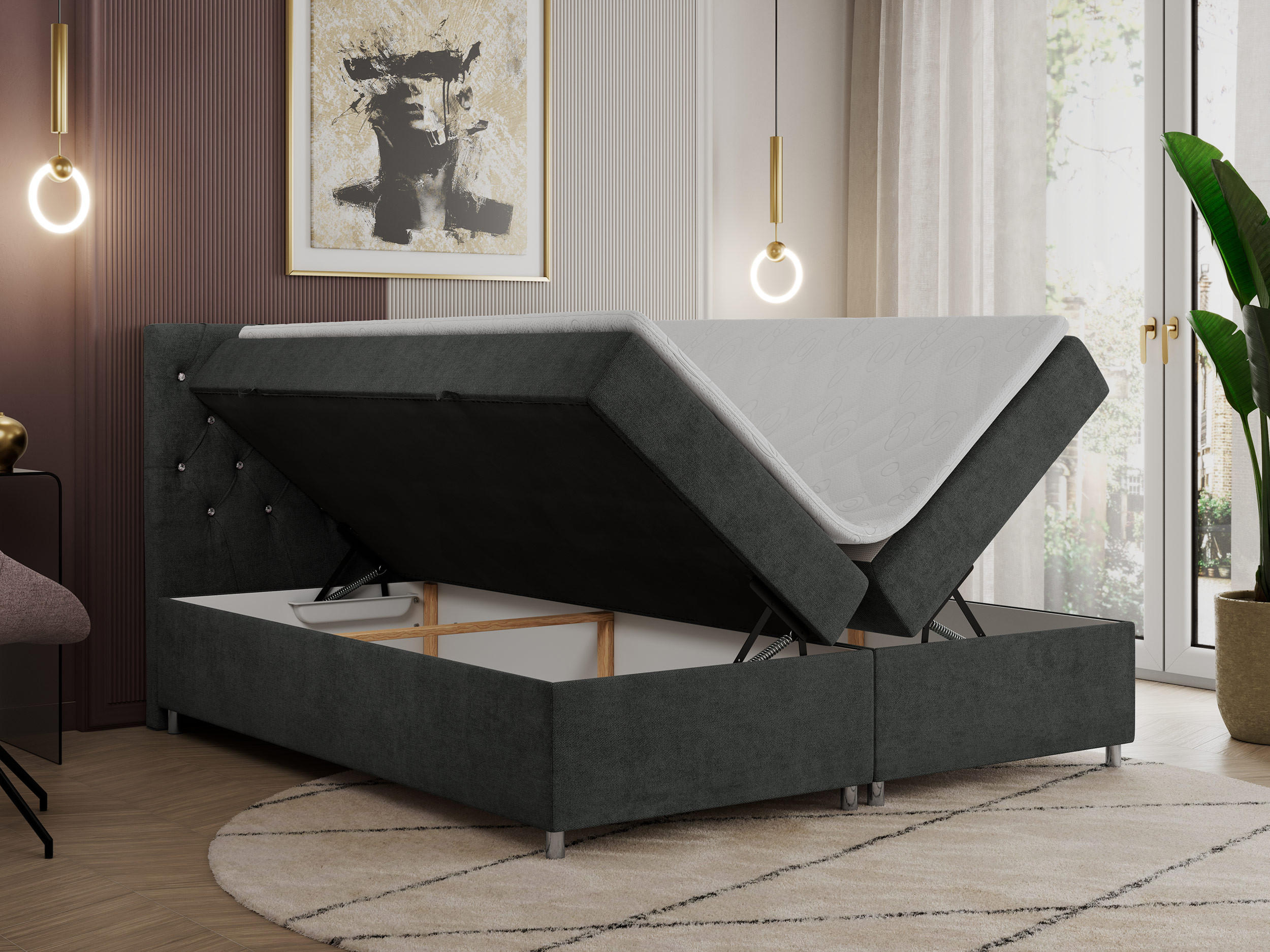 Thumbnail - Xxxl Boxbett, Hellgrau, Textil, 2-Sitzer, H3, 7-Zonen, Rechteckig, 140x200 cm, Oeko-Tex®, Schlafzimmer, Betten, Boxsprin...