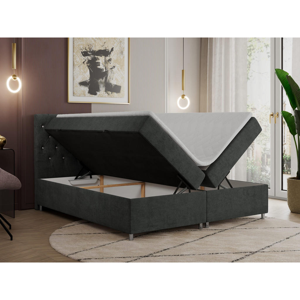 Thumbnail - Boxbett, Hellgrau, Textil, 2-Sitzer, H3, 7-Zonen, Rechteckig, 180x200 cm, Oeko-Tex®, Schlafzimmer, Betten, Boxspringbett...