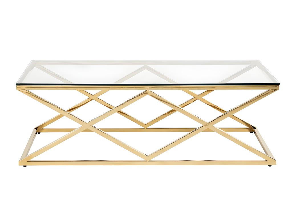 COUCHTISCH - Glas & Stahl - Goldfarben - CHARLOTTE - Transparent, Glas (120/60/40cm) - Pascal Morabito