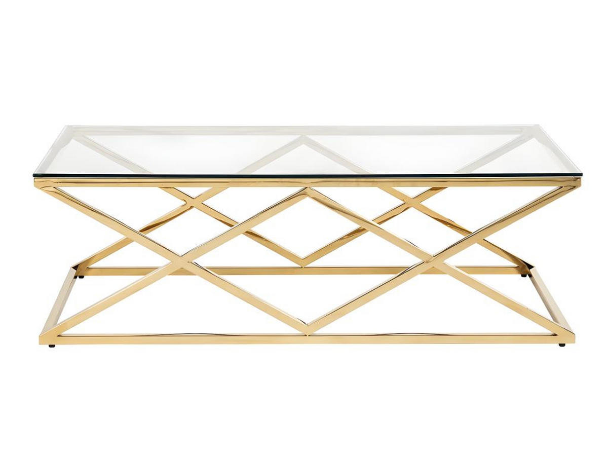 COUCHTISCH - Glas & Stahl - Goldfarben - CHARLOTTE - Transparent, Glas (120/60/40cm) - Pascal Morabito