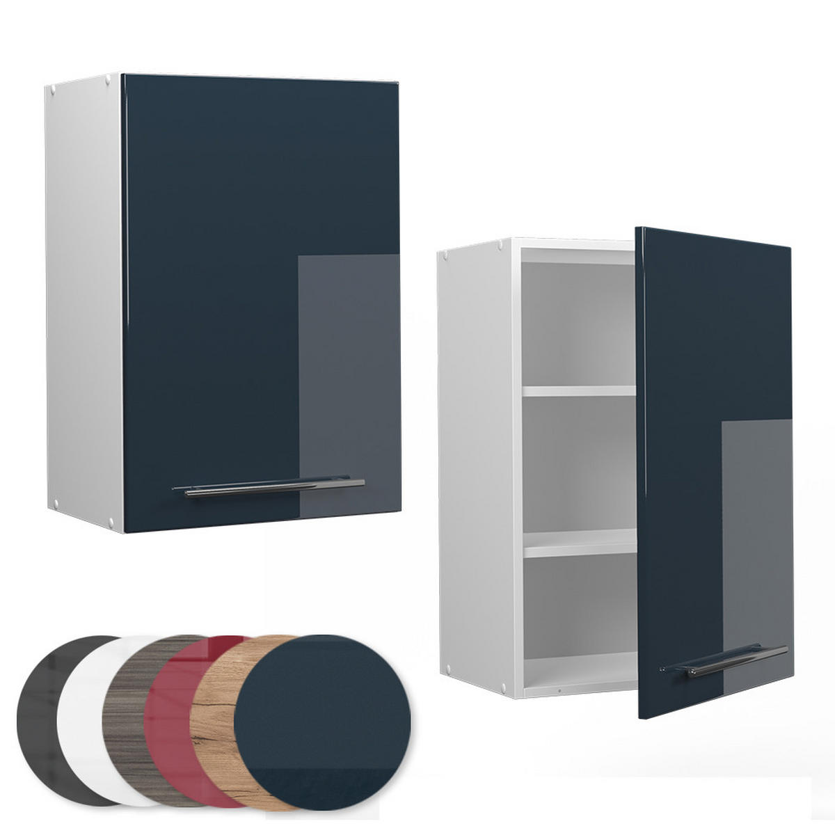 HÄNGESCHRANK Fame-Line Dunkelblau Hochglanz 50 cm - Weiß/Dunkelblau, Holzwerkstoff (50/72/34.1cm) - Vicco