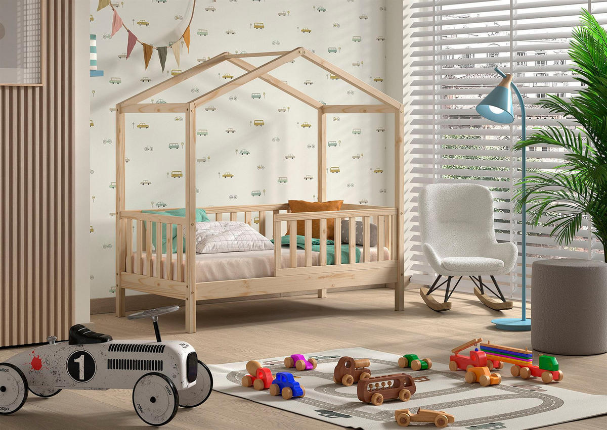 JUNIORBETT Karie 148x151x76 aus Massivholz in natur - Naturfarben, Holz (70/140cm) - 58aufmkessel