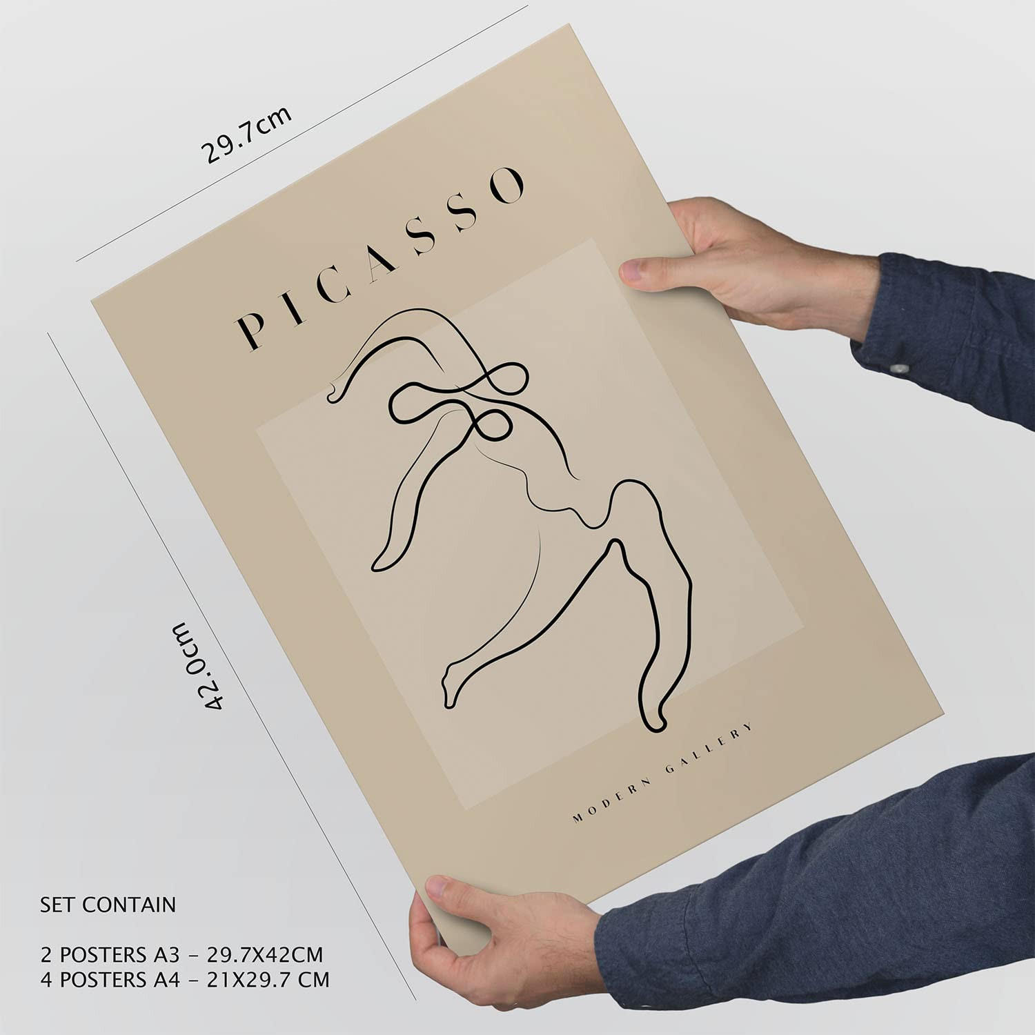POSTER Set Mit 6 In Schwarzer Tinte Harmonie Drucke Des Fauvismus Und Surrealismus Für Innenarchitektur A3 & A4 Weißer Rahmen - Weiß, Papier (29/3cm) - Nacnic