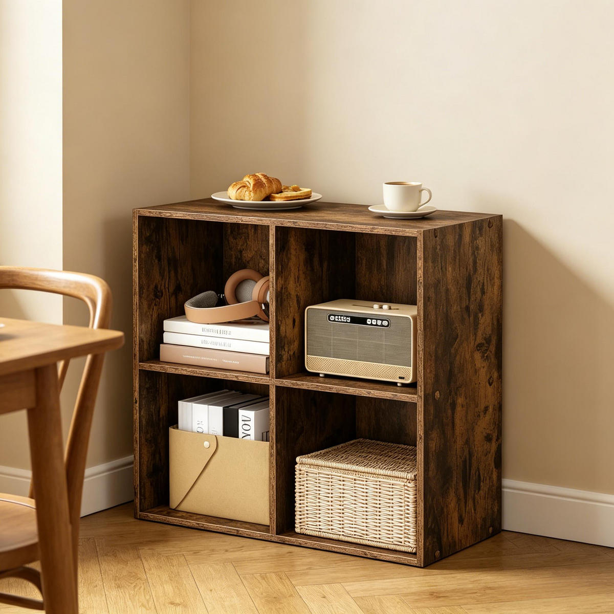 BÜCHERREGAL Dunkelbraun 4 Fächer 60/29/60 cm - Wildeiche, Holzwerkstoff (29/59.8/59.6cm) - PANGIVO