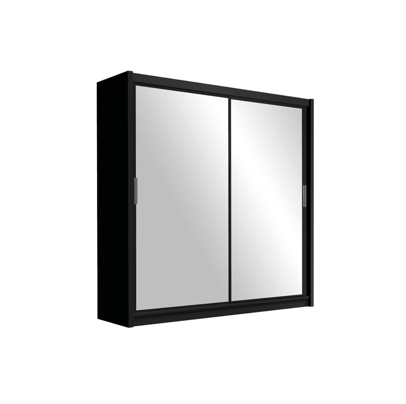 KLEIDERSCHRANK Nantes 160 Schwarz, mit Spiegel - Schwarz, Holzwerkstoff (160/215/61cm) - Bettso