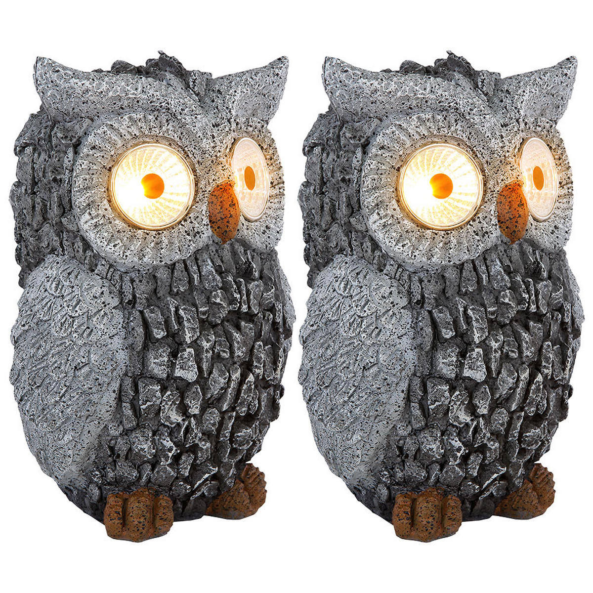 LED AUSSENLEUCHTE Steinoptik Grau 2er Set - Grau, Kunststoff (13.5/11.5/19.5cm)