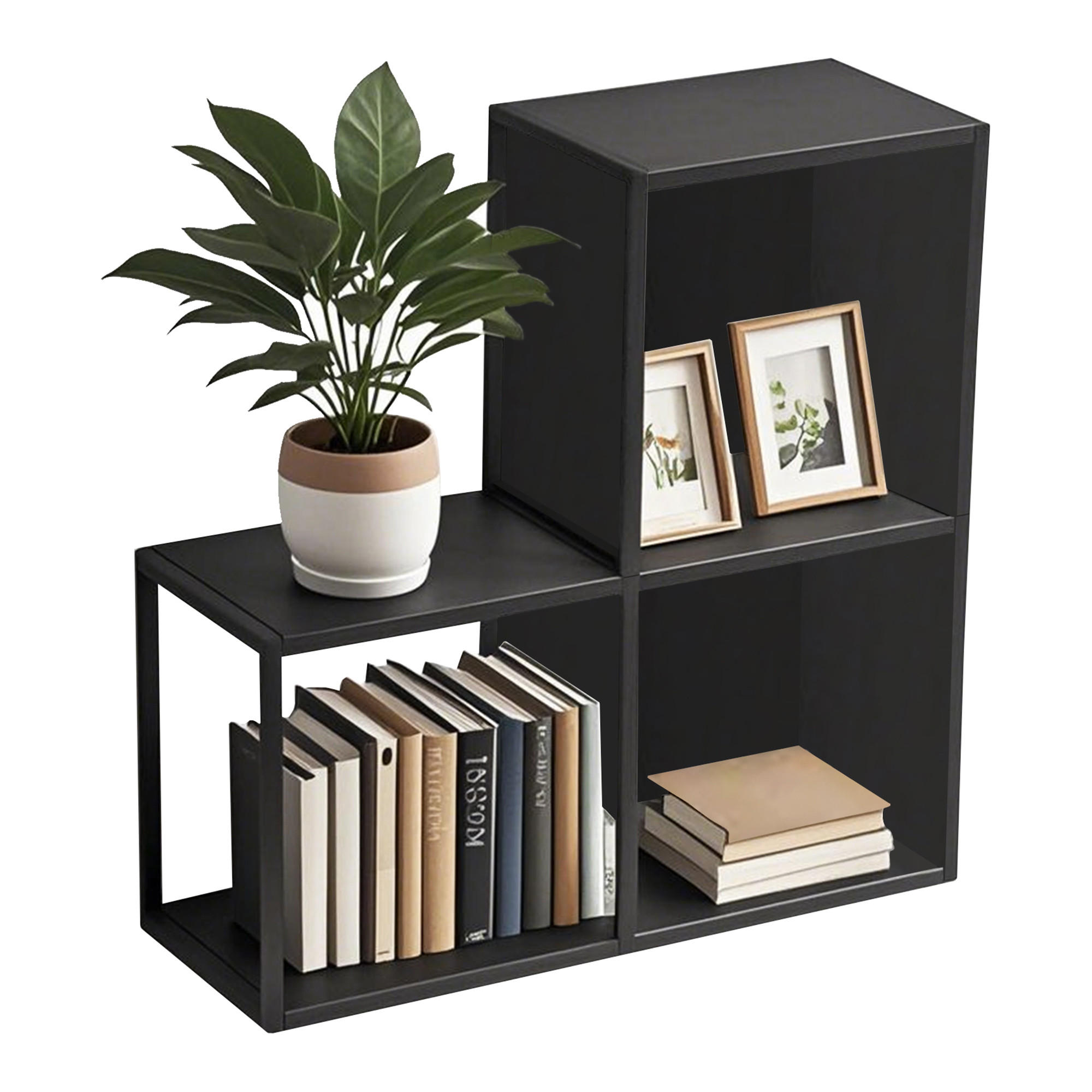 SADA NÁSTĚNNÝCH POLIC 3 KS Nostened - černá, kov (27.5/27.5/20cm) - [en.casa]