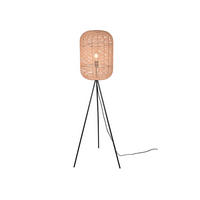 LED-STEHLEUCHTE Tripod Höhe 150cm, Lampenschirm Korbgeflecht - Schwarz/Naturfarben, Naturmaterialien/Metall (35/35/150cm) - meineWunschleuchte