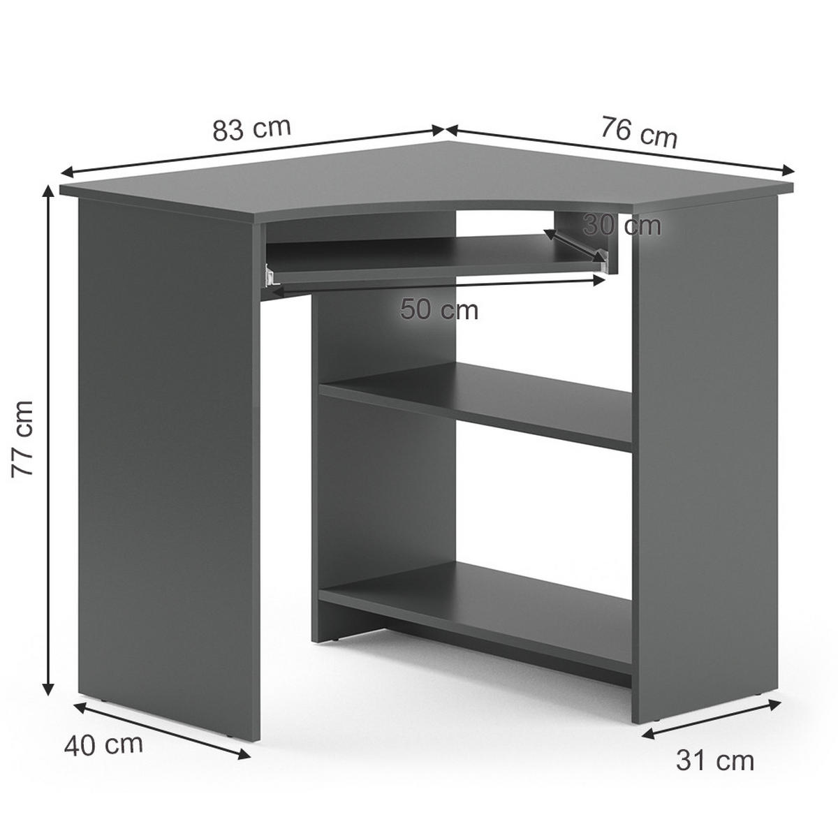 ECKSCHREIBTISCH Odin Anthrazit 83 x 76 cm - Anthrazit, Holzwerkstoff (76/83/77cm) - Vicco