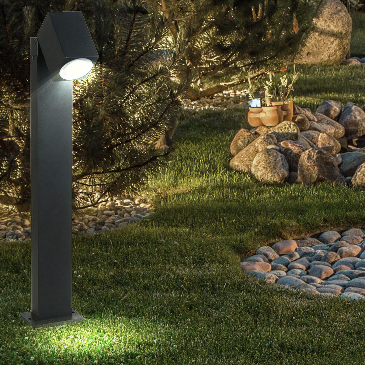 LED STEHLEUCHTE Aluminium Schwarz - Schwarz, Metall (11.75/10.5/80cm)