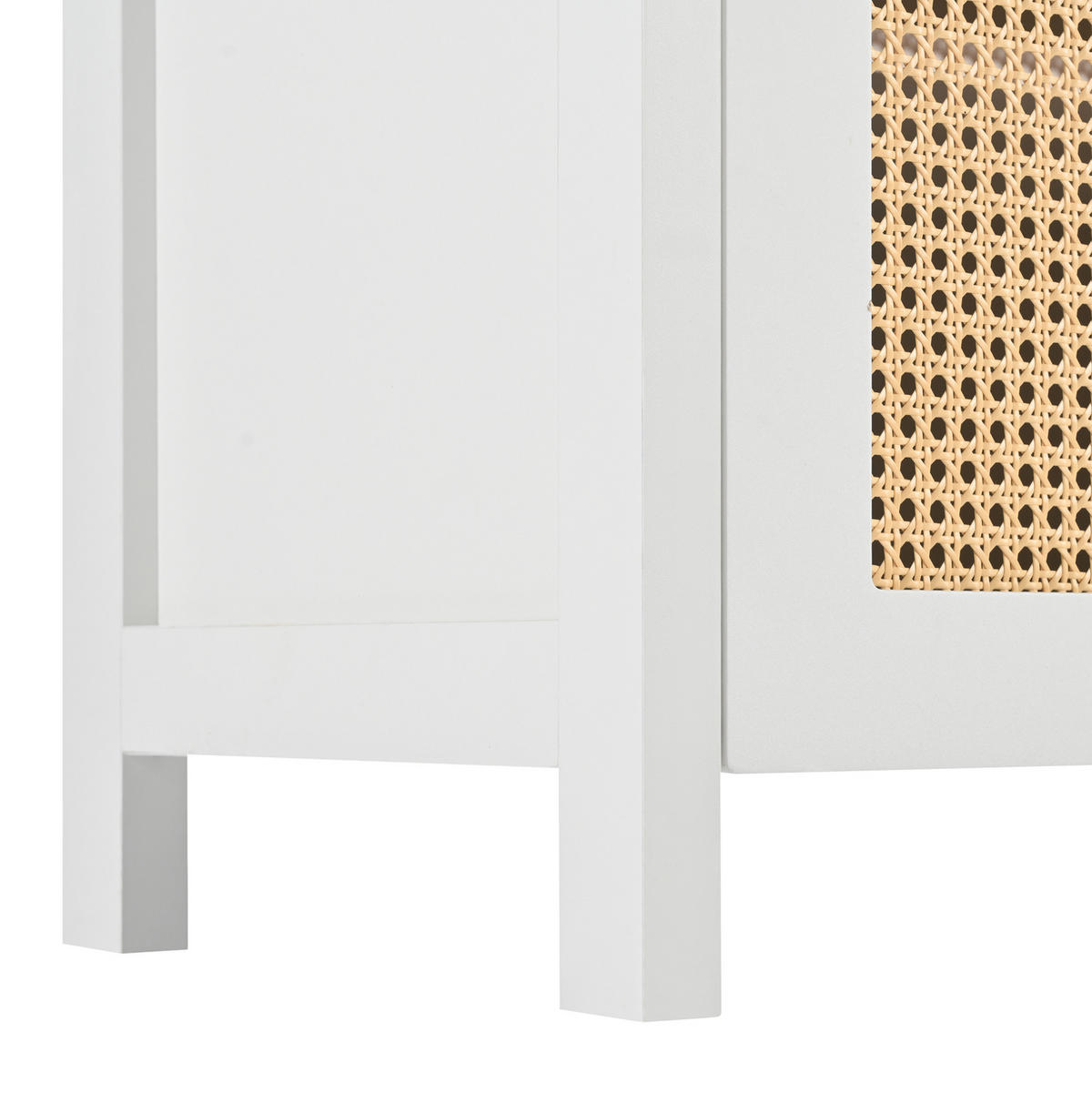 SIDEBOARD 145/80/40 cm Weiß aus MDF mit 4 Kunst-Rattantüren - Weiß, Holzwerkstoff (80/40/145cm) - OKMYHOME
