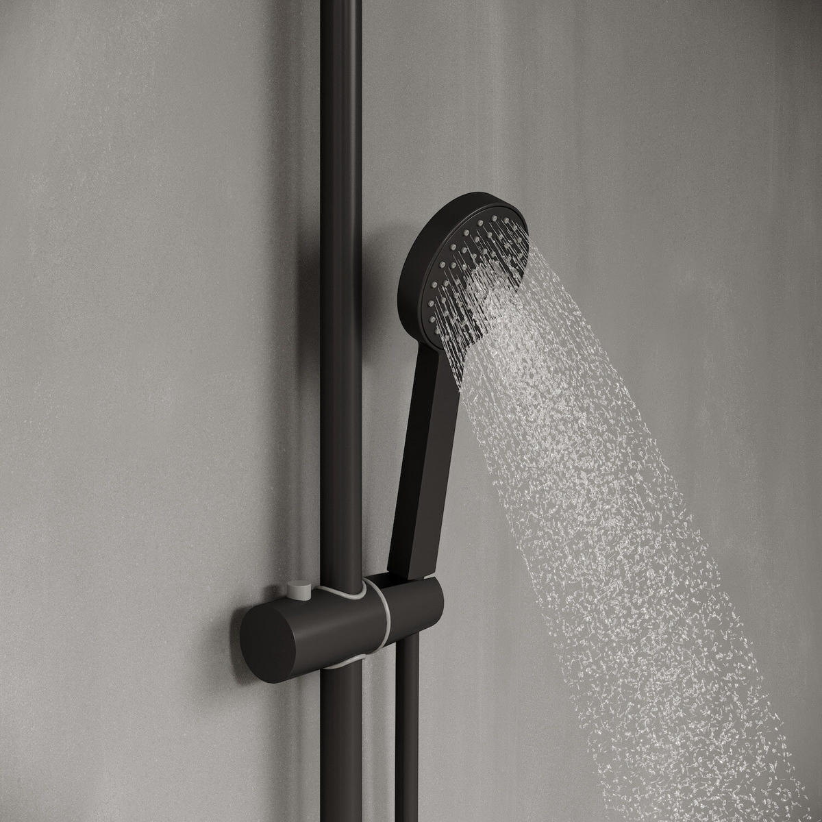 DUSCHSET Samar Schwarz Messing - Thermostat - Schwarz, Metall (8/26/71cm) - Badplaats