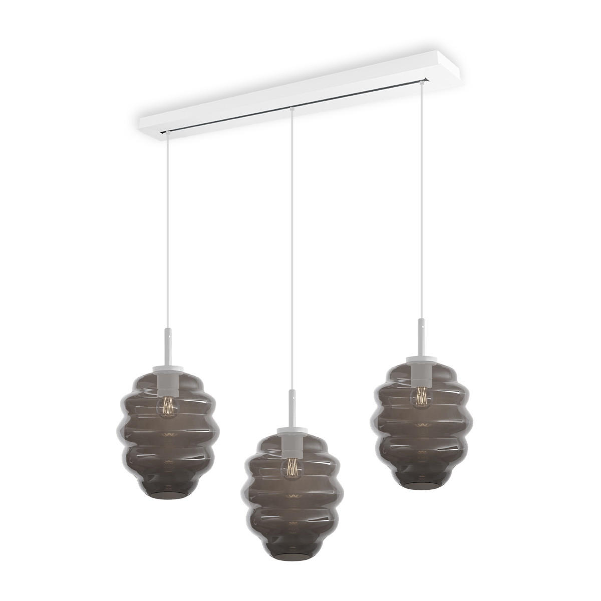 HÄNGELEUCHTE Echos 3-flammig Rauch Ø 25cm - Anthrazit/Weiß, Glas (25/25/28cm) - s.luce