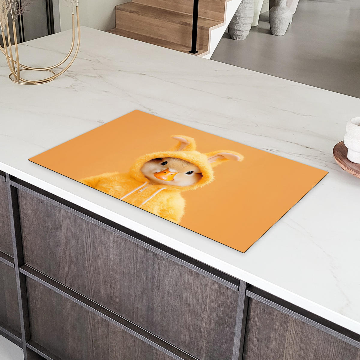 HERDABDECKPLATTE Osterhase - Kostüm - Ente Ceranfeldabdeckung 90x52 cm - Gelb, Kunststoff (90/52/0.2cm) - MuchoWow