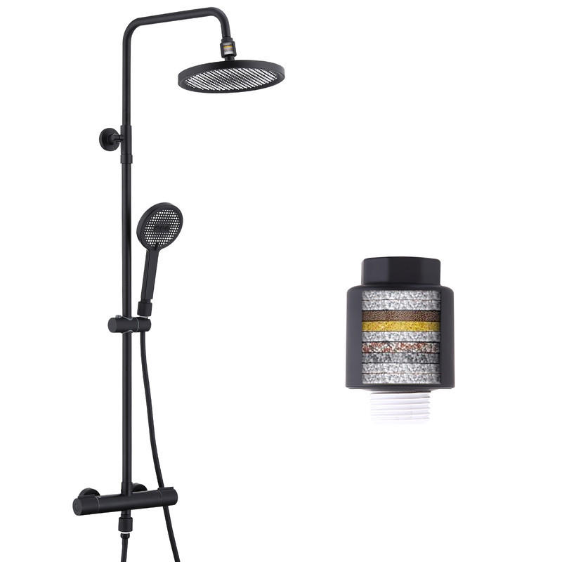 DUSCHSYSTEM Filter Thermostat Schwarz 25 cm - Schwarz, Metall (34/15.5/44cm) - HOMELODY