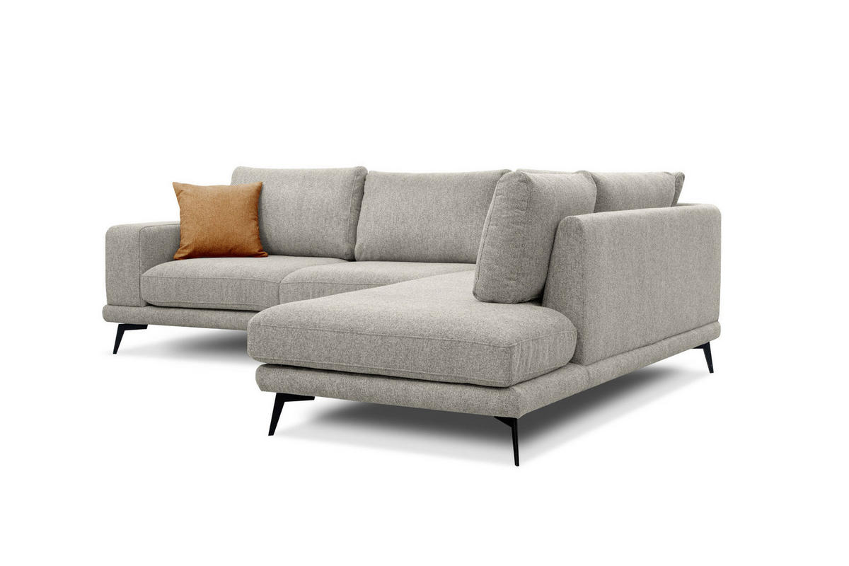 ECKSOFA MEDIOLANE 5-Sitzer, hellgrau - Hellgrau, Holzwerkstoff/Textil (282/219cm) - Courtois Laville