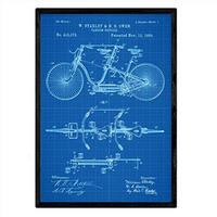 POSTER Tandem-Fahrrad Patent A3 Rahmenlos - Klar, Papier (29.7/5/42cm) - Nacnic