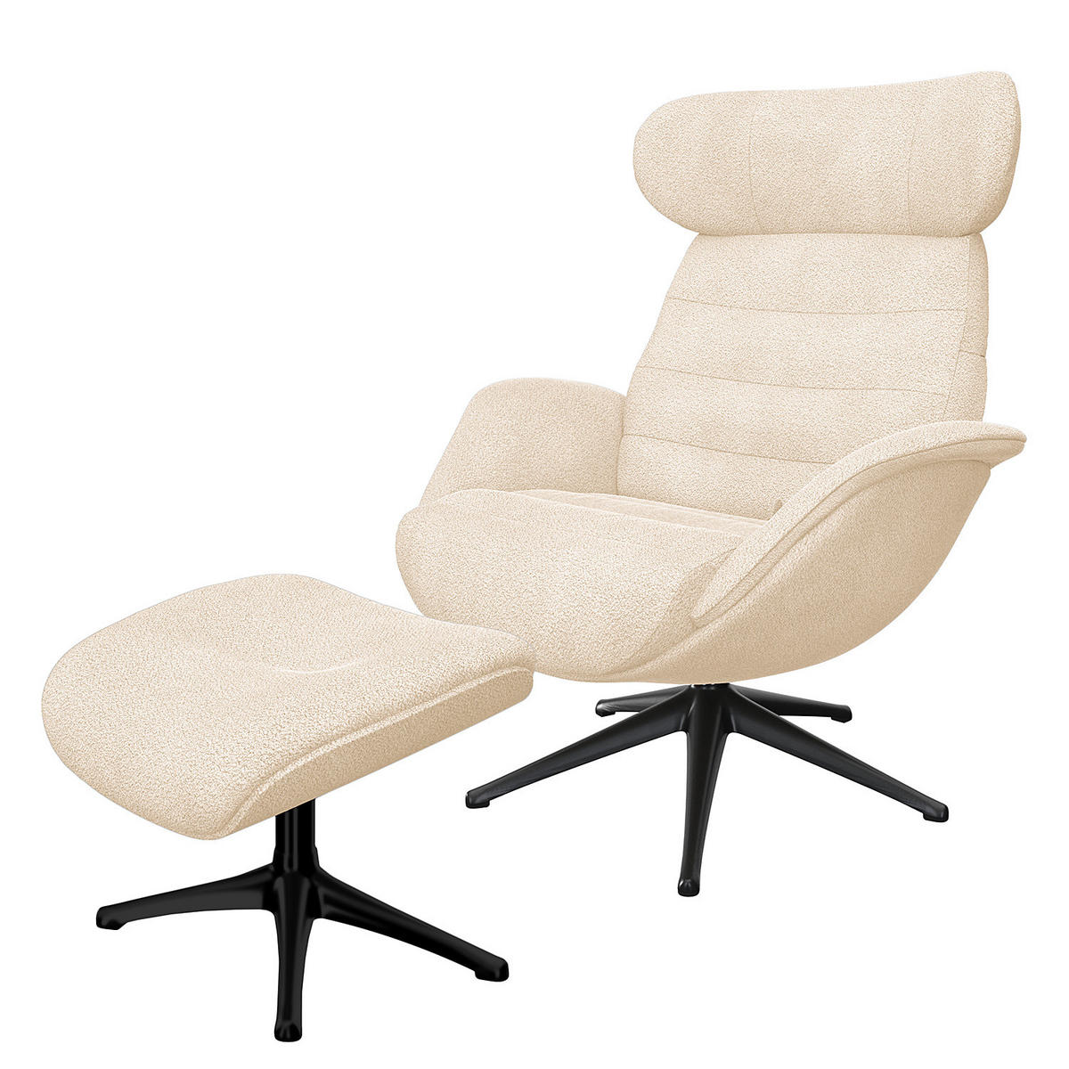 POLSTERHOCKER - Beige/Schwarz, Textil/Metall (44/39/49cm) - home24