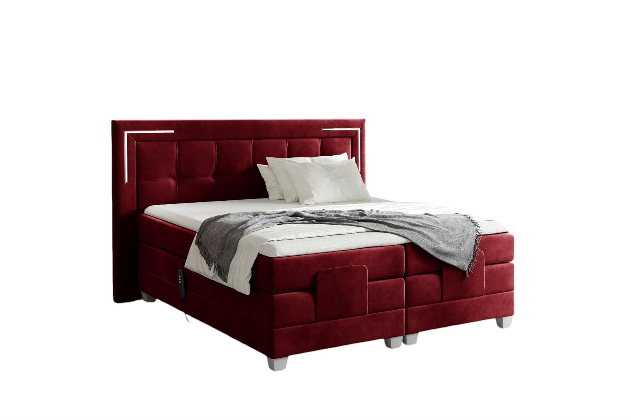 BOXSPRINGBETT Bett Elektrisch Dores - Rot, Holzwerkstoff/Textil (140/200cm) - Fun Möbel