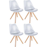 STUHL 4er Set Kunststoff weiß - Naturfarben/Weiß, Holz/Kunststoff (48/81/54cm) - CLP