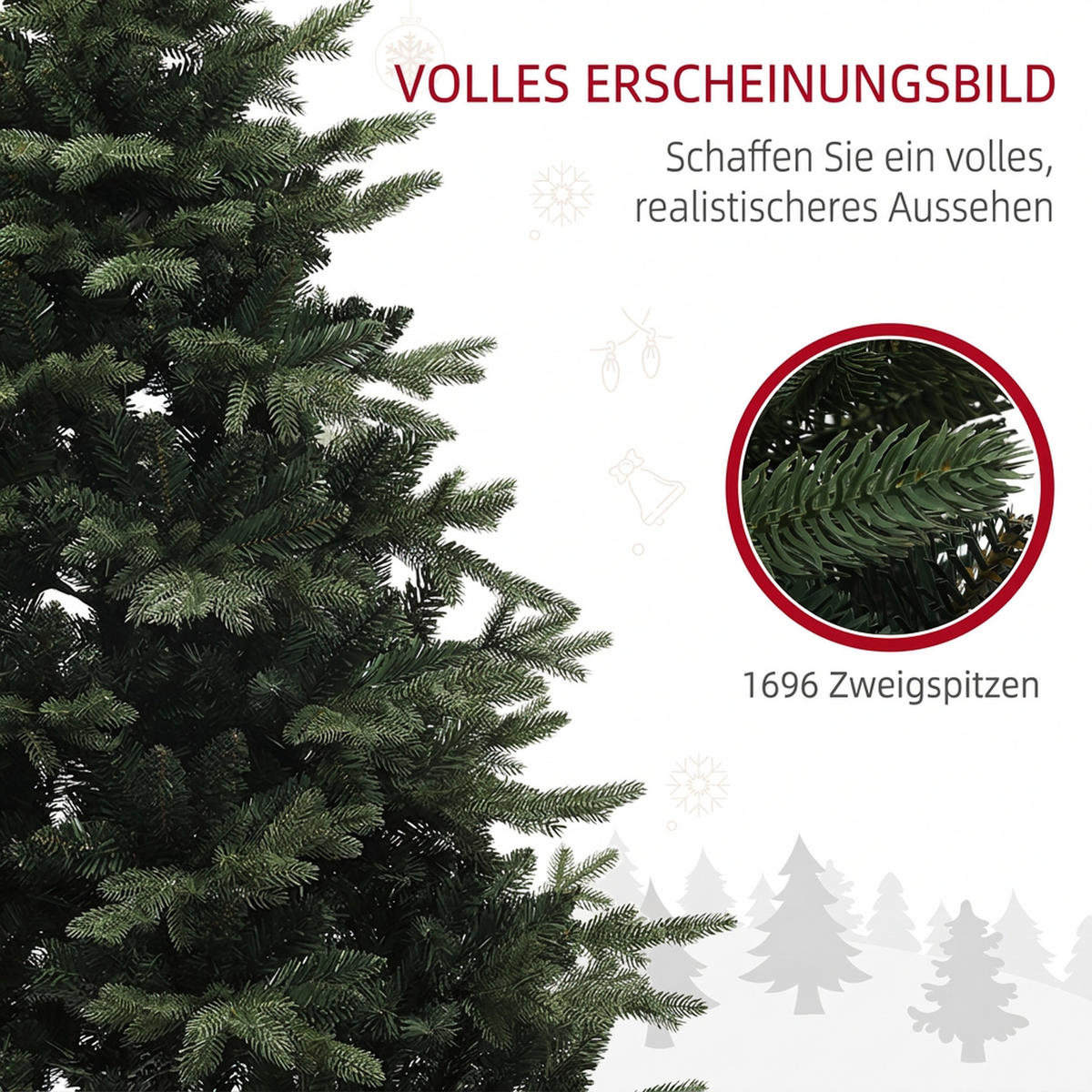 WEIHNACHTSBAUM Kunststoff Stahl Grün - Grün, Kunststoff (180cm) - HOMCOM