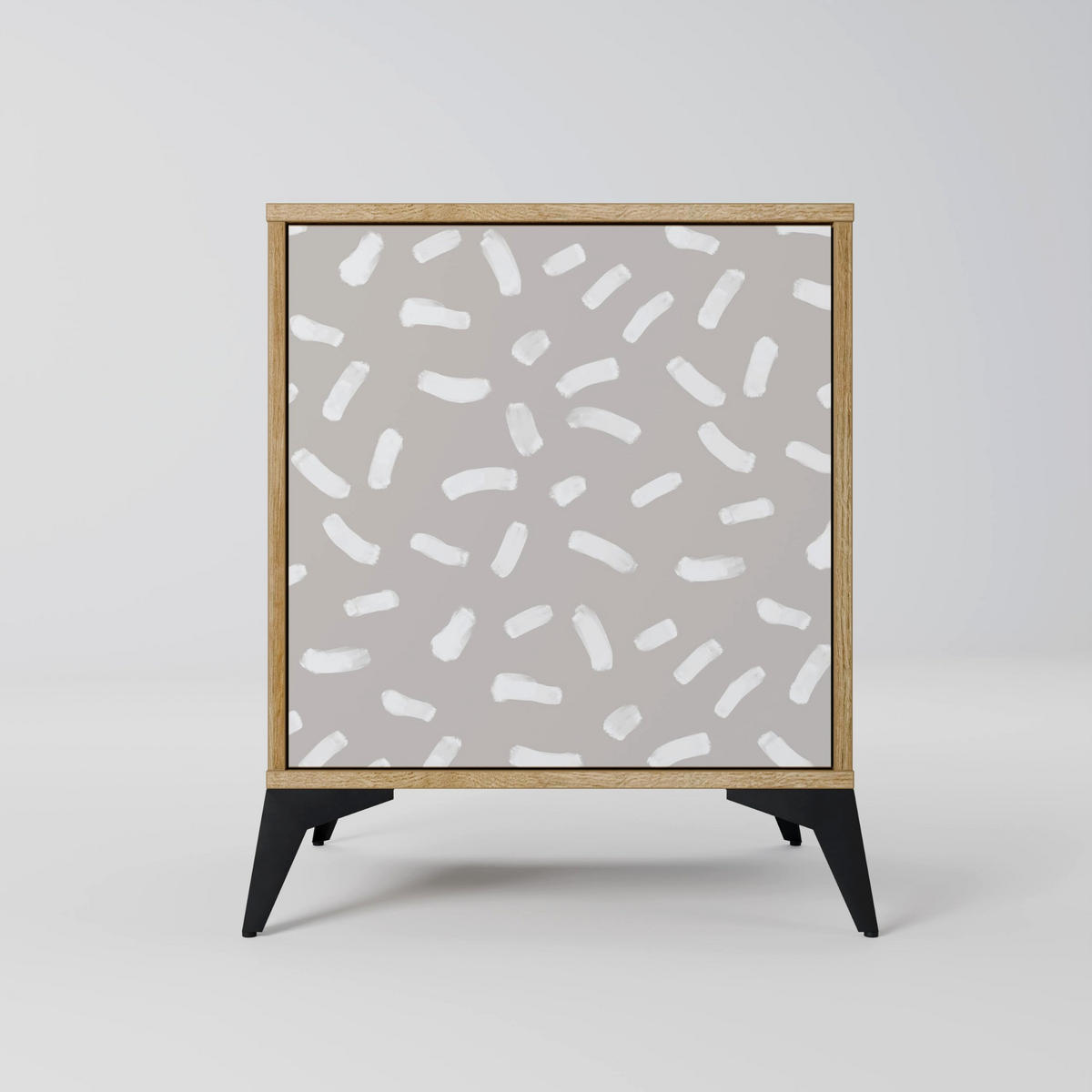 SIDEBOARD PASSING SECONDS, Eichefarben, 57,5x42x70,5 cm, Schwarze Metall-Sternfüße - Eichefarben/Multicolor, Holzwerkstoff/Metall (57.5/70.5/42cm) - SpaceRebels