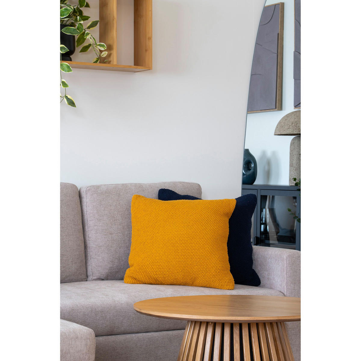 KISSEN Santos 100% Recycelte Baumwolle Ocker - Dunkelgelb, Textil (45/45cm) - tinkaro