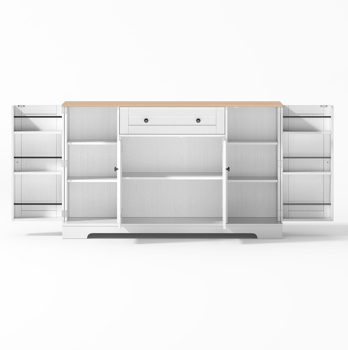 KÜCHENBUFFET 138/40/85 cm Natur/Weiß aus MDF mit verstellbaren Einlegeböden - Naturfarben, Holzwerkstoff (138/85/40cm) - OKWISH