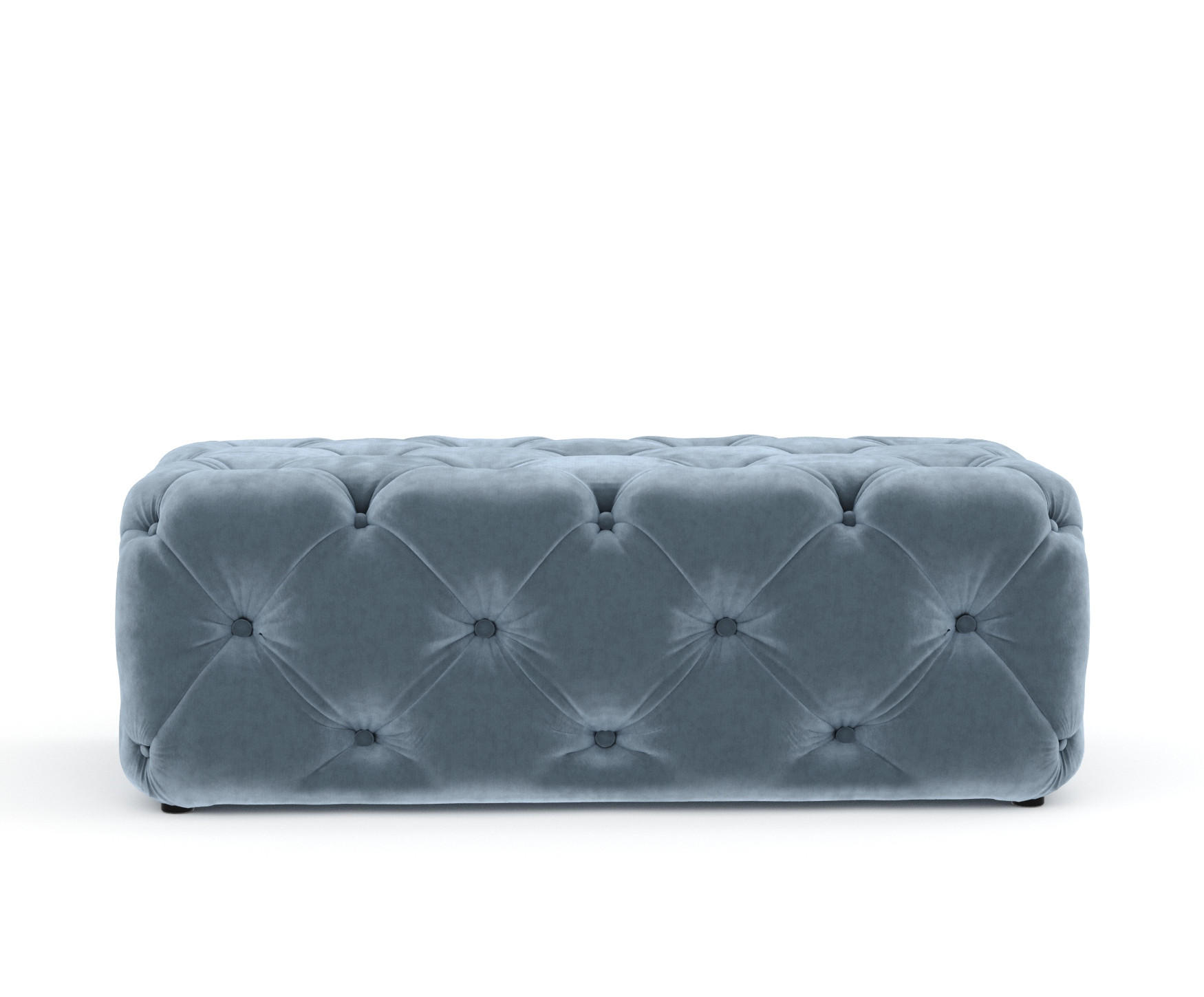 POUF Cosimo Blau Grau Samtstoff - Blaugrau/Schwarz, Holz/Holzwerkstoff (130/39/65cm) - Maison de Reve