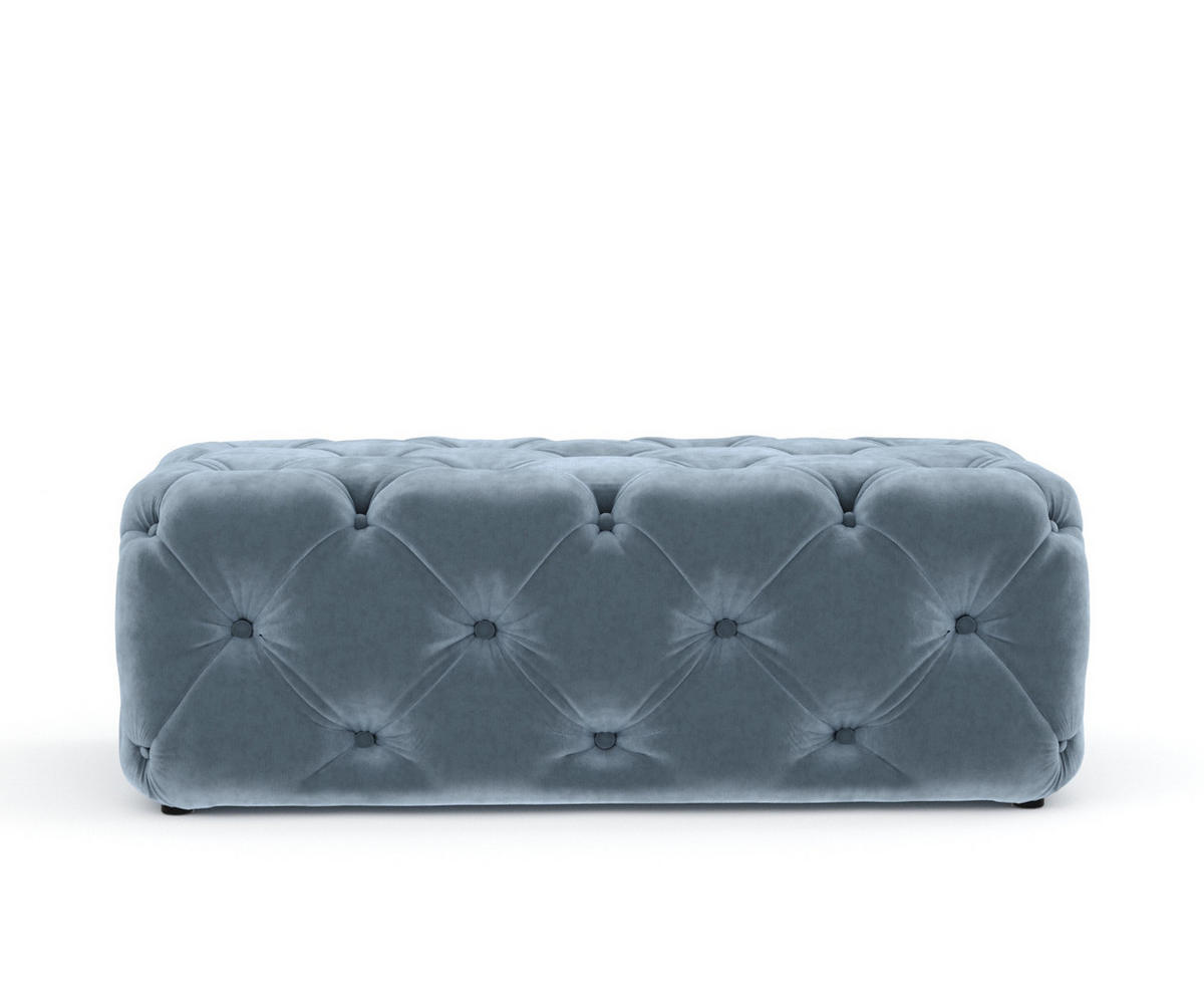 POUF Cosimo Blau Grau Samtstoff - Blaugrau/Schwarz, Holz/Holzwerkstoff (130/39/65cm) - Maison de Reve