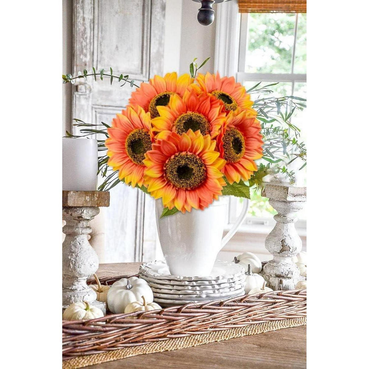 KUNSTBLUMEN Sonnenblumen 6 Stück 65 cm - Multicolor, Textil (65cm)