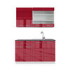 SINGLEKÜCHE Fame-Line Bordeaux Hochglanz/Weiß 140 cm, AP Anthrazit - Bordeaux/Weiß, Holzwerkstoff (140/81.6/60cm) - Vicco