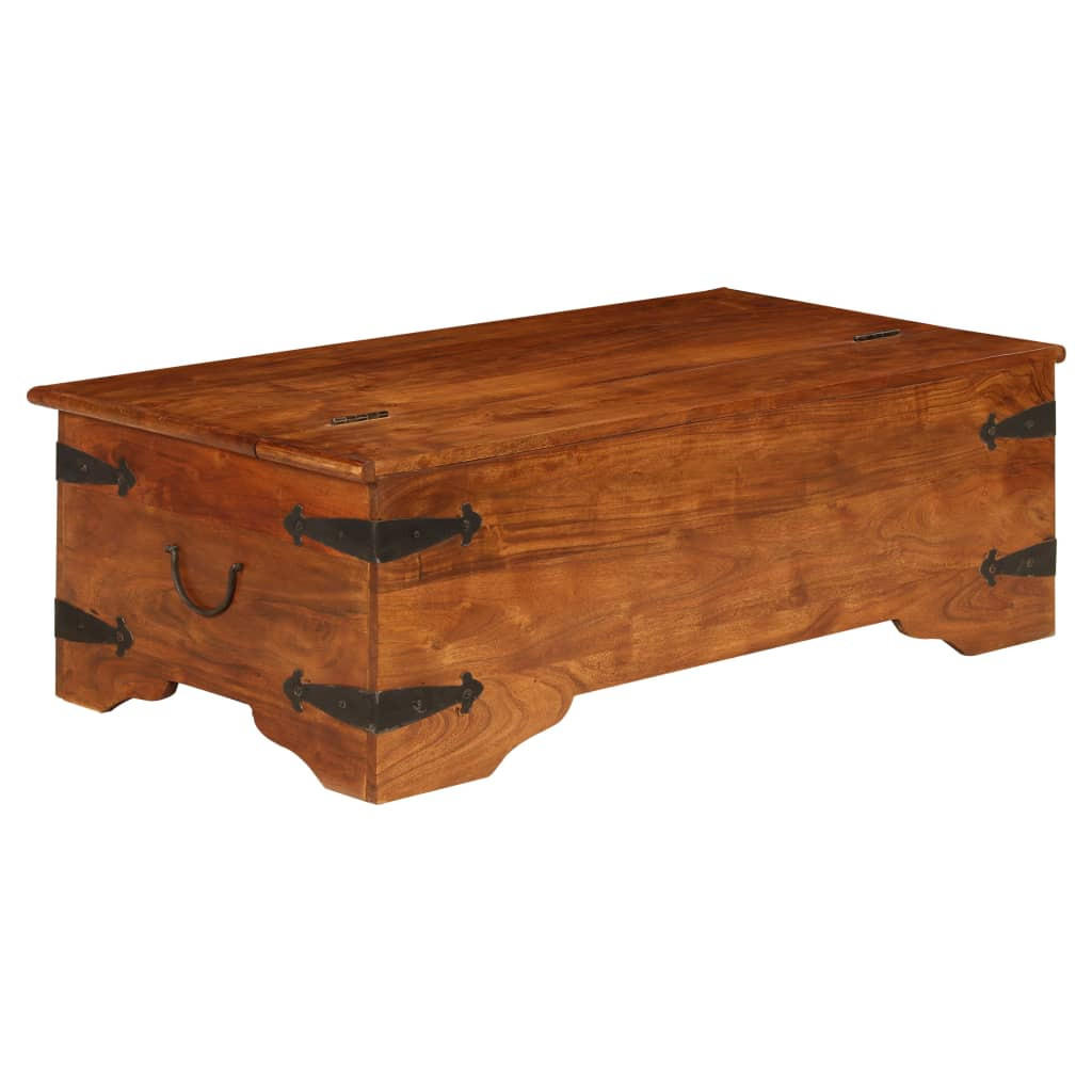 COUCHTISCH Massivholz mit Honigfarbenem Finish 110x55x35 cm - Braun, Holz (110/55/35cm) - furnicato