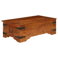 COUCHTISCH Massivholz mit Honigfarbenem Finish 110x55x35 cm - Braun, Holz (110/55/35cm) - furnicato